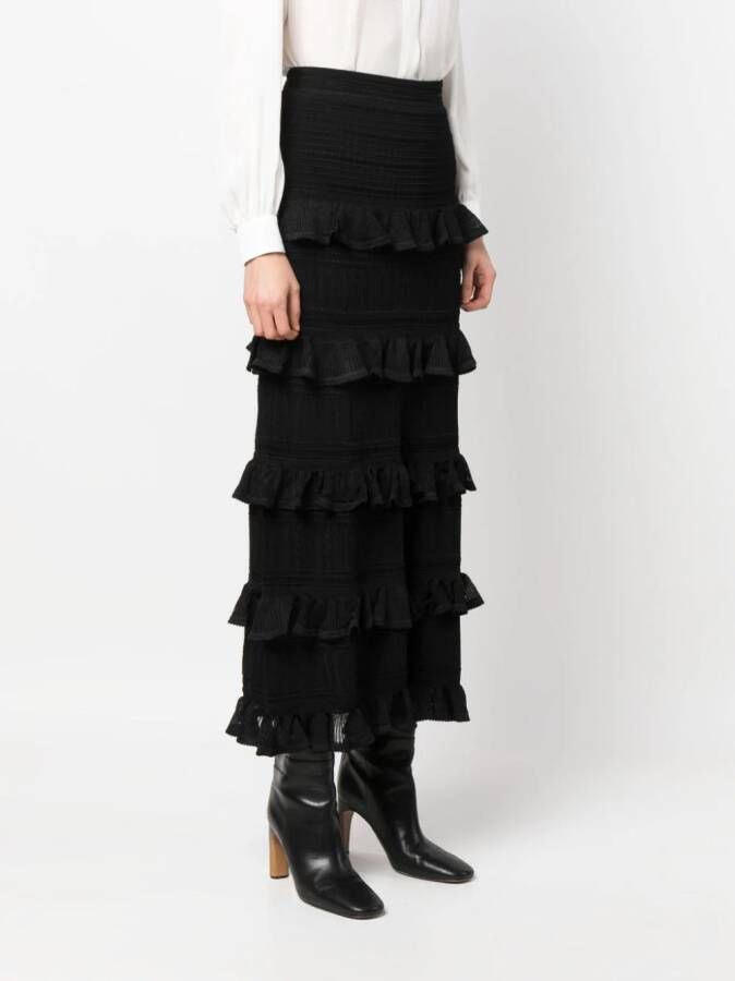 ZIMMERMANN Midi-rok met ruches Zwart