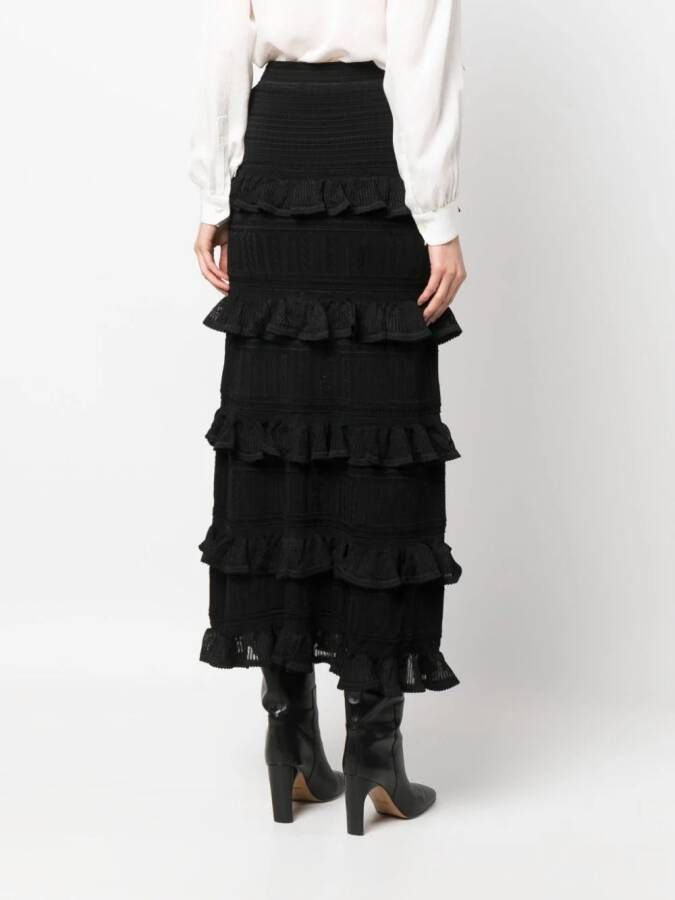 ZIMMERMANN Midi-rok met ruches Zwart