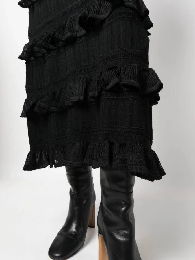ZIMMERMANN Midi-rok met ruches Zwart