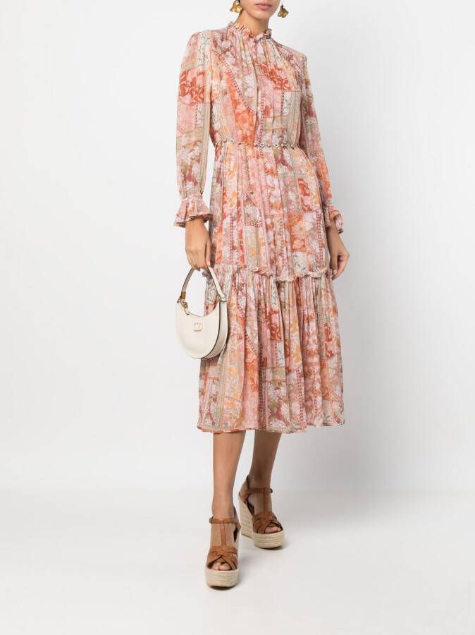 ZIMMERMANN Midi-jurk met bloemenprint Rood