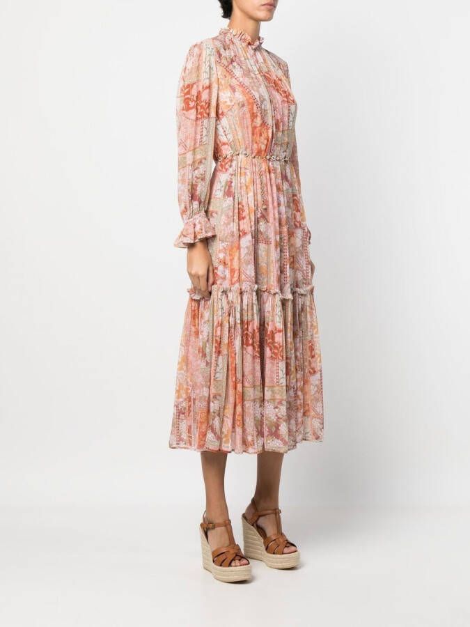 ZIMMERMANN Midi-jurk met bloemenprint Rood