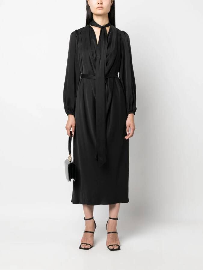 ZIMMERMANN Midi-jurk met gestrikte hals Zwart