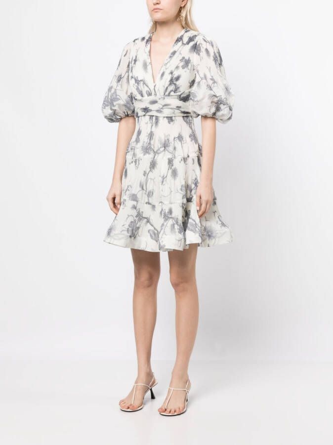 ZIMMERMANN Mini-jurk met bloemenprint Wit