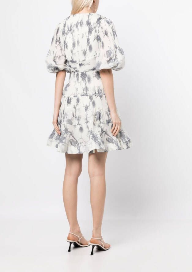 ZIMMERMANN Mini-jurk met bloemenprint Wit