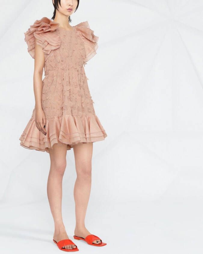 ZIMMERMANN Mini-jurk met franje afwerking Roze
