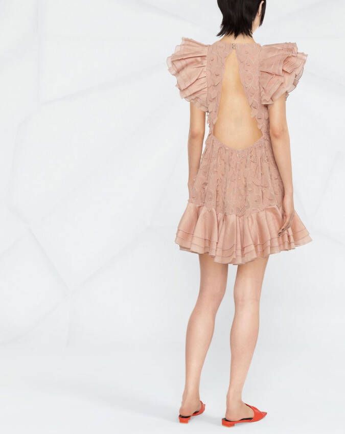 ZIMMERMANN Mini-jurk met franje afwerking Roze