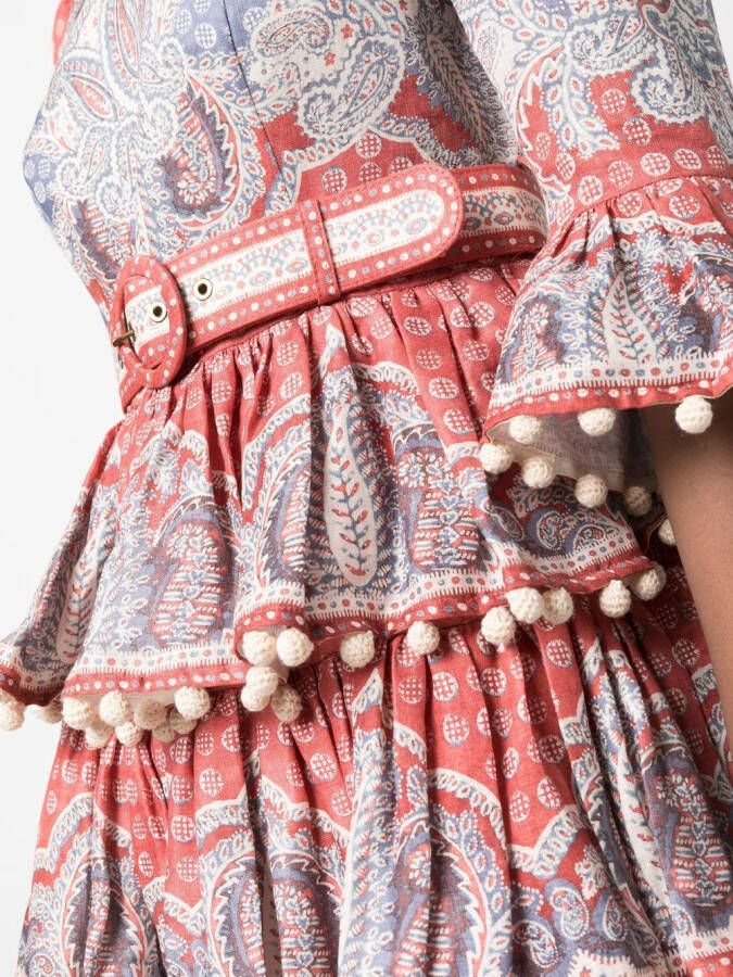 ZIMMERMANN Mini-jurk met gelaagde zoom Rood