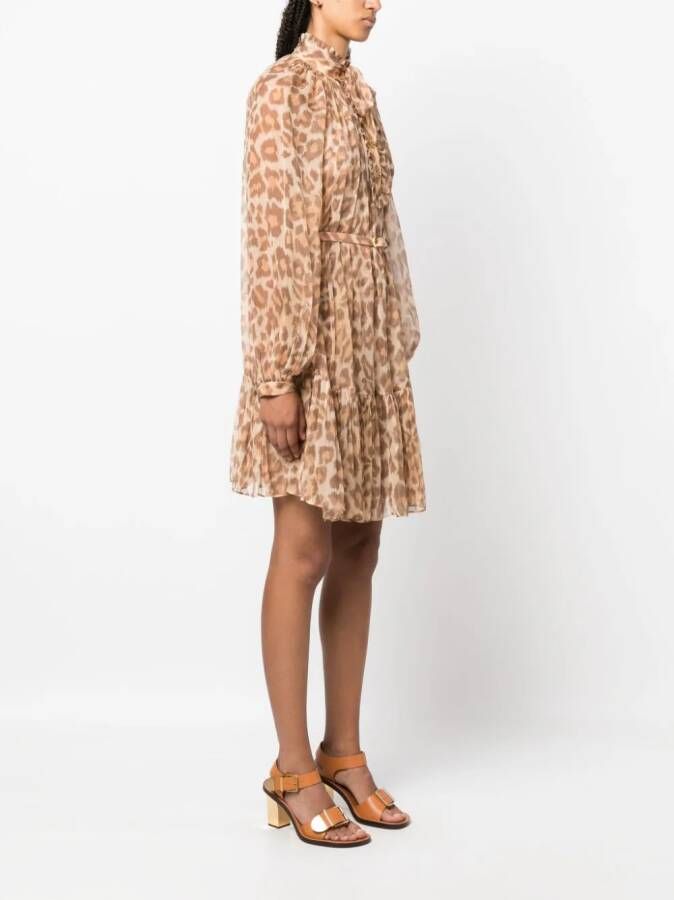 ZIMMERMANN Mini-jurk met luipaardprint Bruin