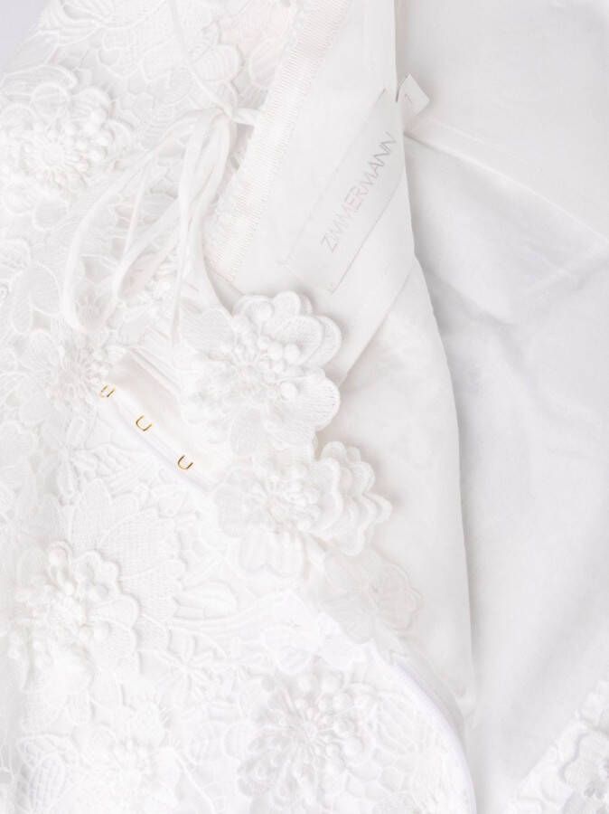 ZIMMERMANN Mini-jurk met bloemenkant Wit