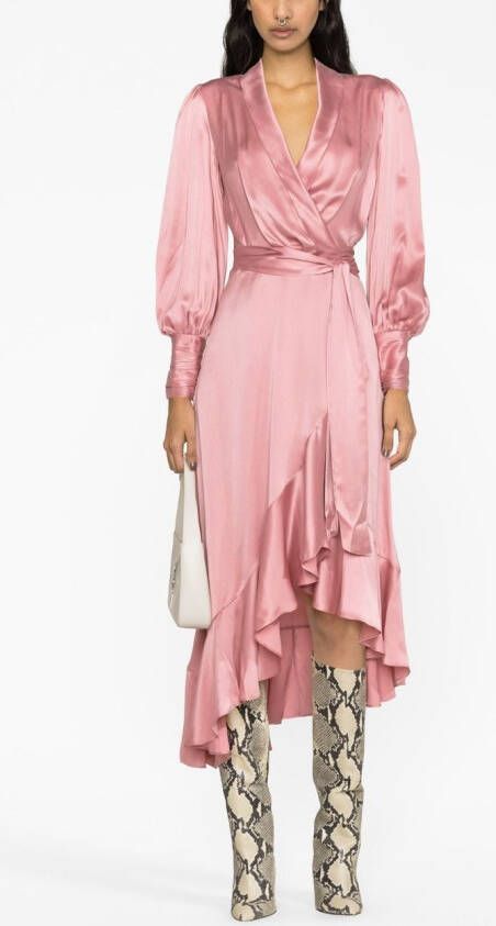 ZIMMERMANN Midi-jurk met ruches Roze
