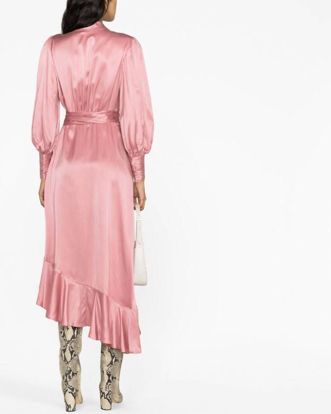 ZIMMERMANN Midi-jurk met ruches Roze