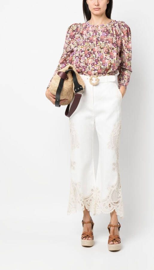 ZIMMERMANN Broek met borduurwerk Wit