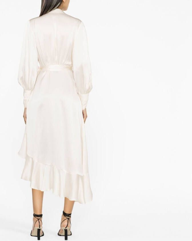 ZIMMERMANN Zijden wikkeljurk Beige