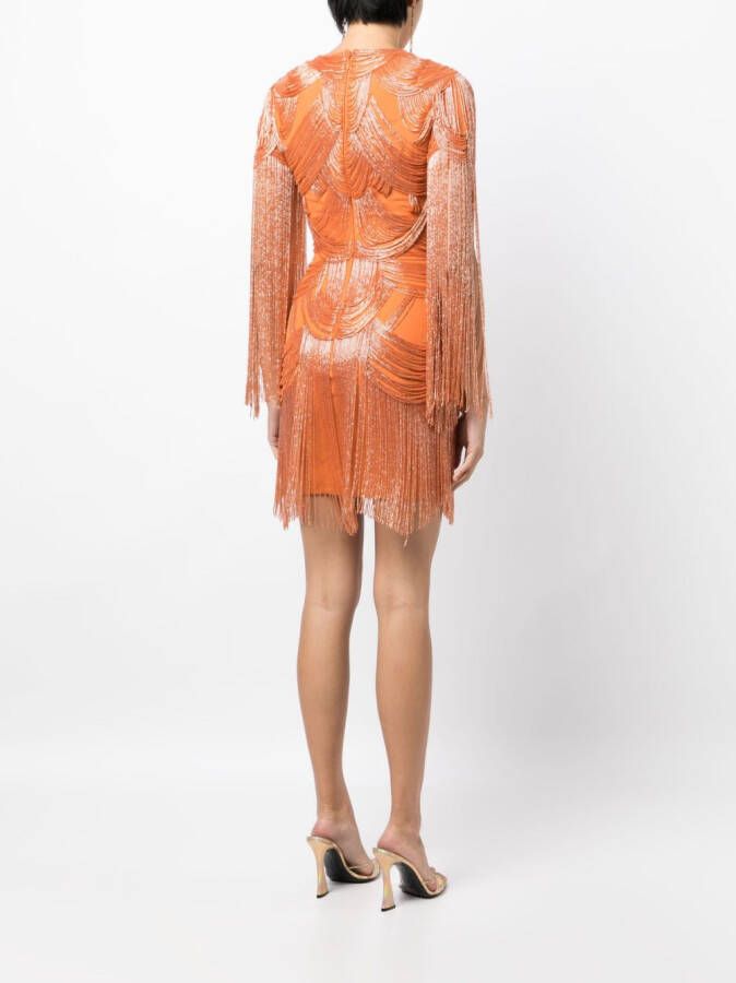 Zuhair Murad Mini-jurk verfraaid met kristallen Oranje