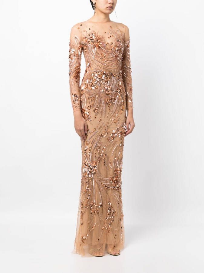 Zuhair Murad Maxi-jurk met pailletten Beige
