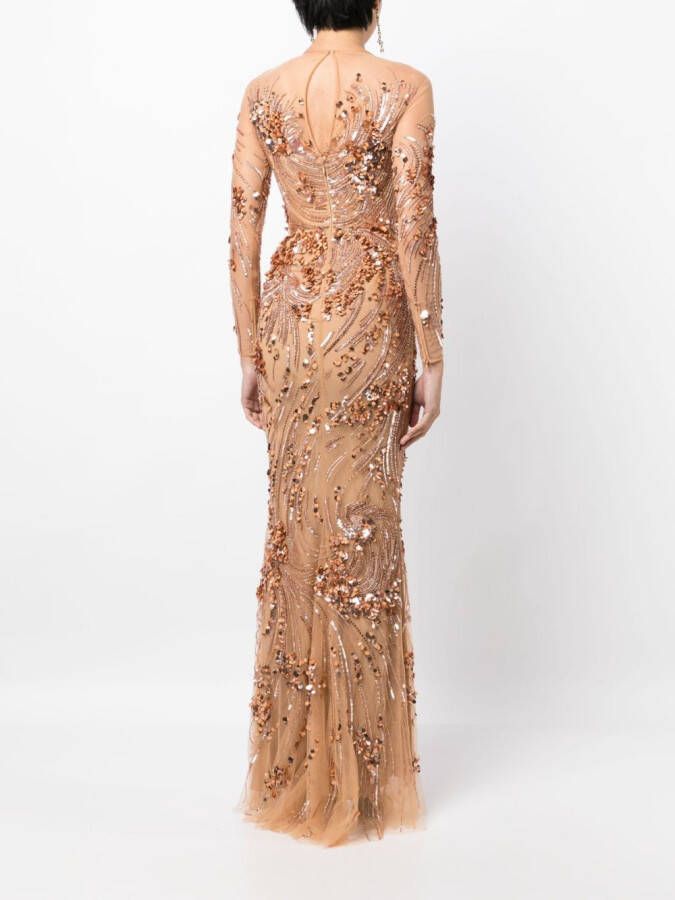 Zuhair Murad Maxi-jurk met pailletten Beige