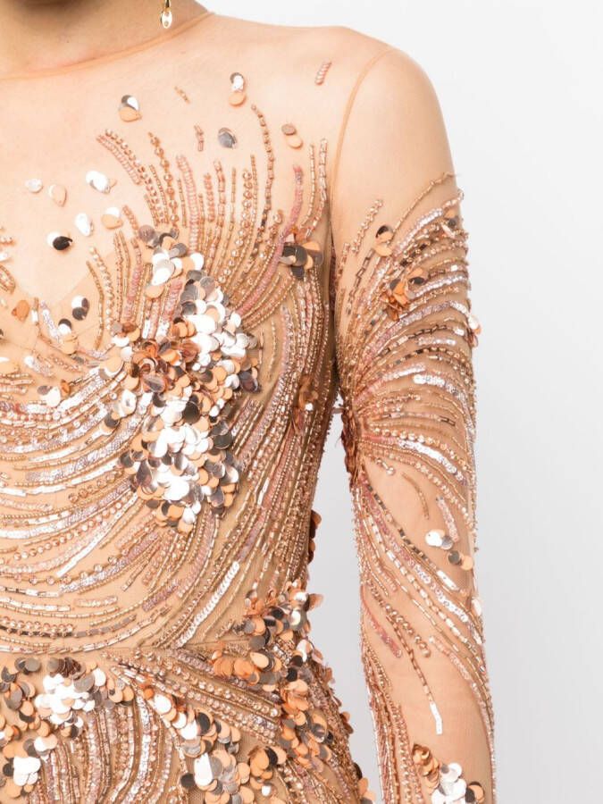 Zuhair Murad Maxi-jurk met pailletten Beige