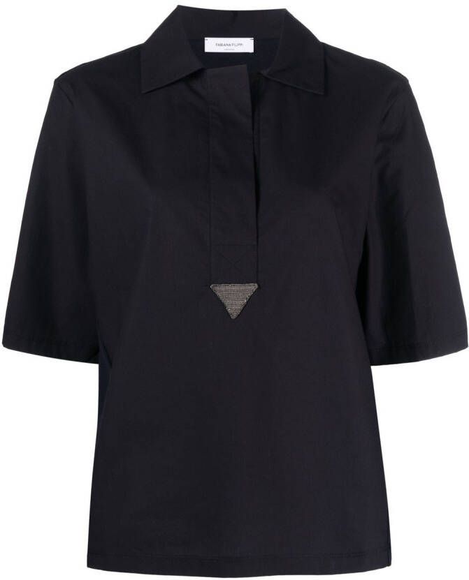 Fabiana Filippi Blouse met triangel applicatie Zwart