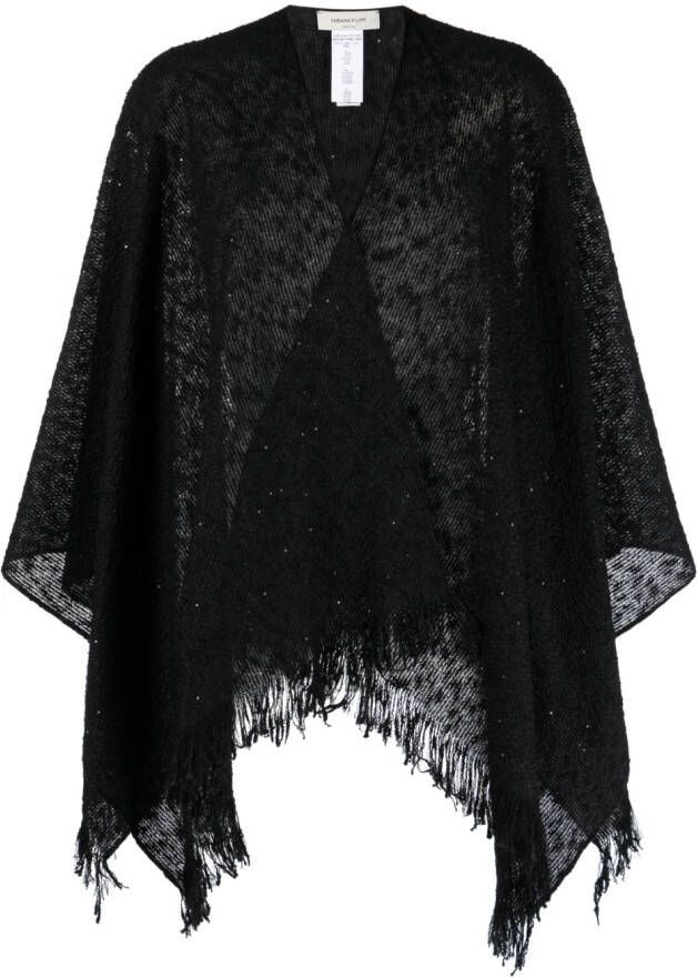 Fabiana Filippi Poncho met franje afwerking Zwart