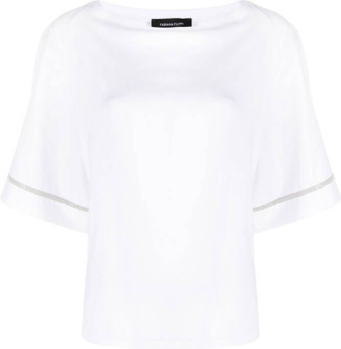 Fabiana Filippi T-shirt met verfraaide mouwen Wit