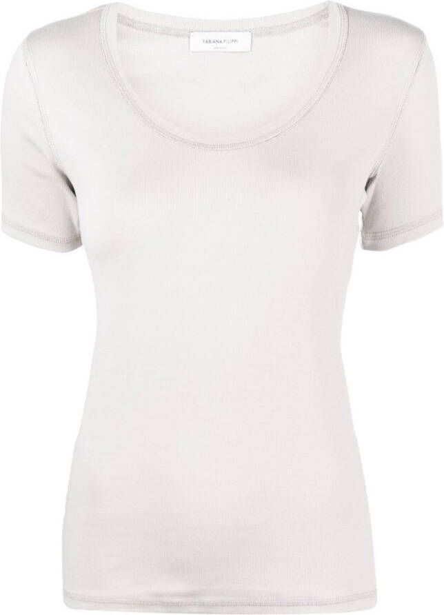 Fabiana Filippi T-shirt met diepe ronde hals Beige