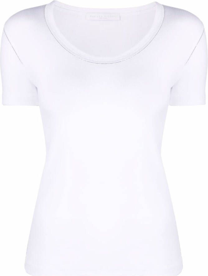 Fabiana Filippi T-shirt met diepe ronde hals Wit