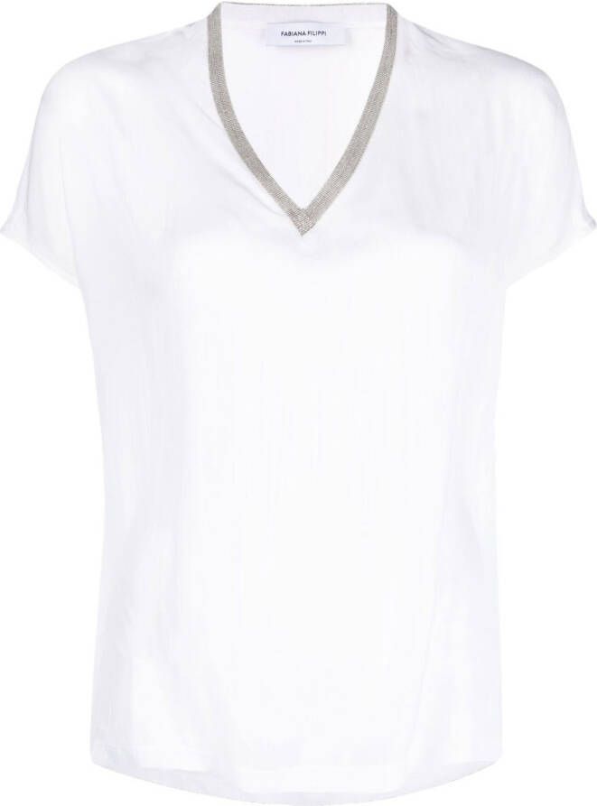 Fabiana Filippi T-shirt met V-hals Wit