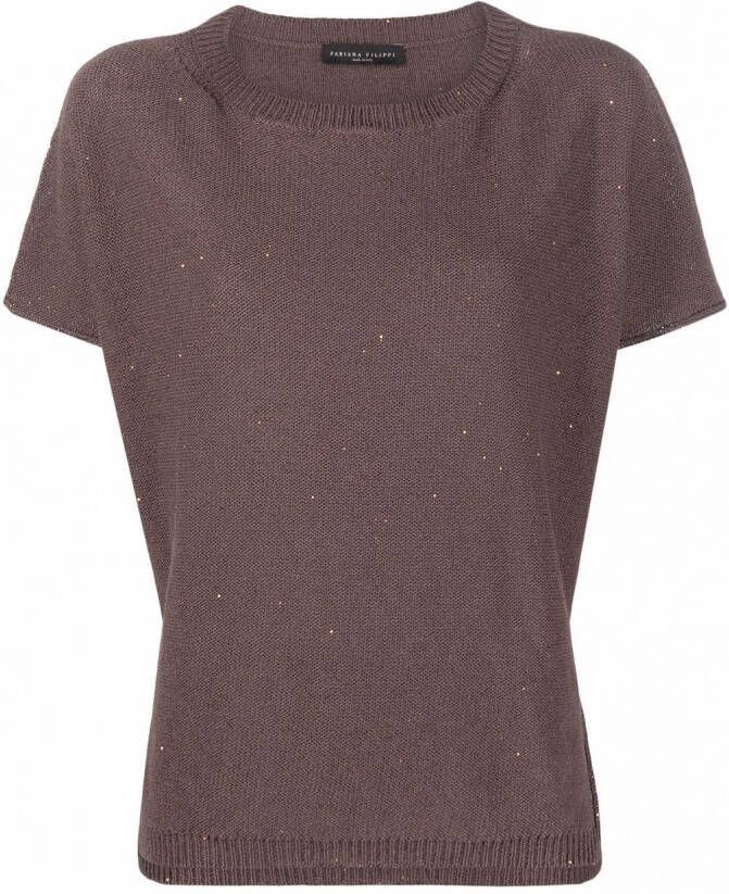 Fabiana Filippi T-shirt met zijsplit Bruin