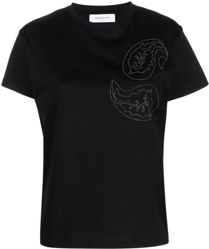 Fabiana Filippi T-shirt verfraaid met kralen Zwart