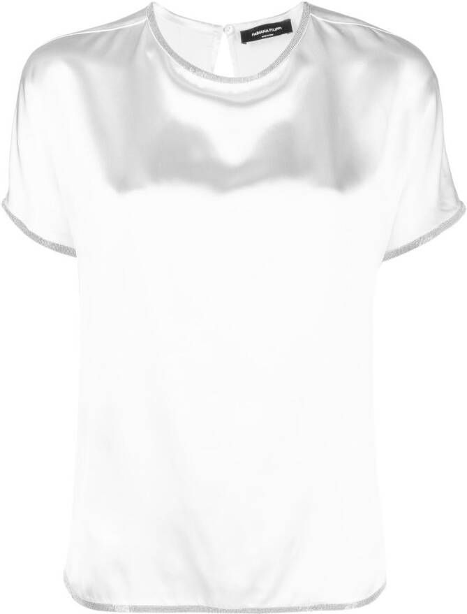 Fabiana Filippi T-shirt verfraaid met kristallen Wit