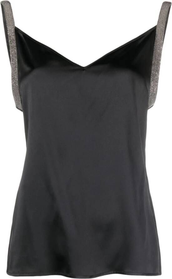 Fabiana Filippi Satijnen top met metallic afwerking Zwart
