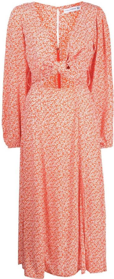 Faithfull the Brand Midi-jurk met bloemenprint Oranje
