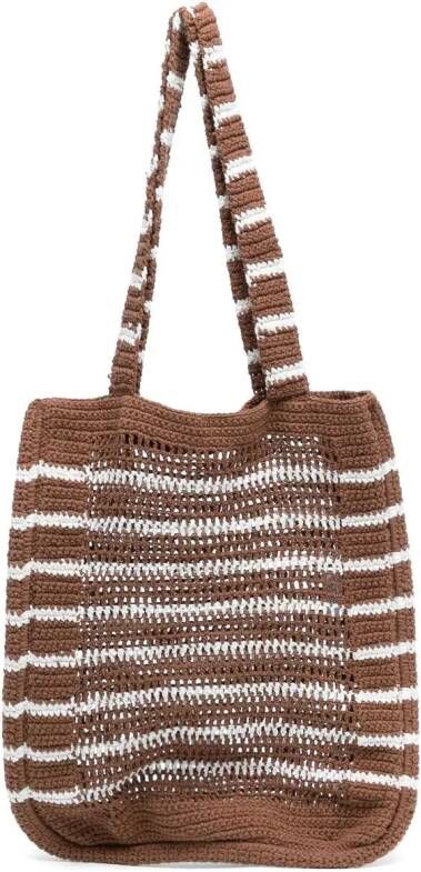 Faithfull the Brand Gestreepte shopper Bruin