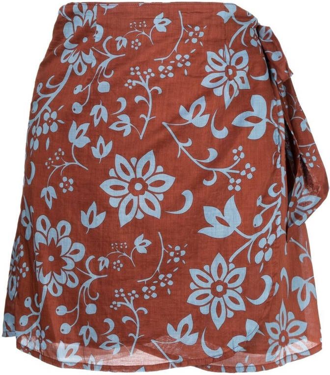 Faithfull the Brand Mini-rok met bloemenprint Bruin
