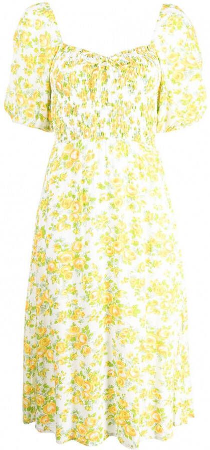 Faithfull the Brand Midi-jurk met bloemenprint Geel