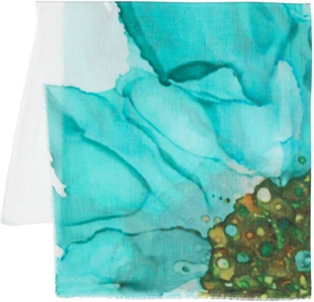 Faliero Sarti Sjaal met bloemenprint Blauw