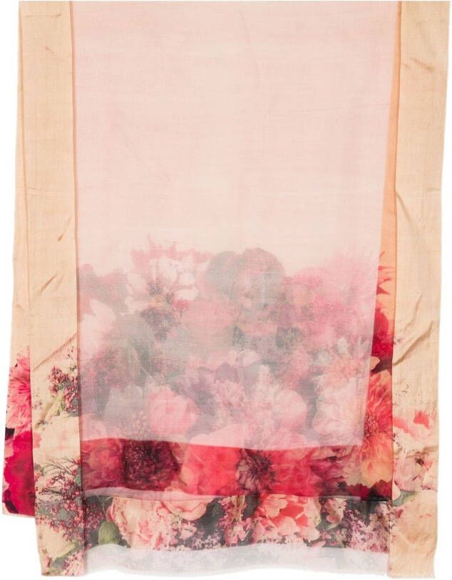 Faliero Sarti Sjaal met bloemenprint Rood
