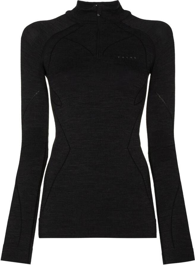 Falke Top met rits Zwart