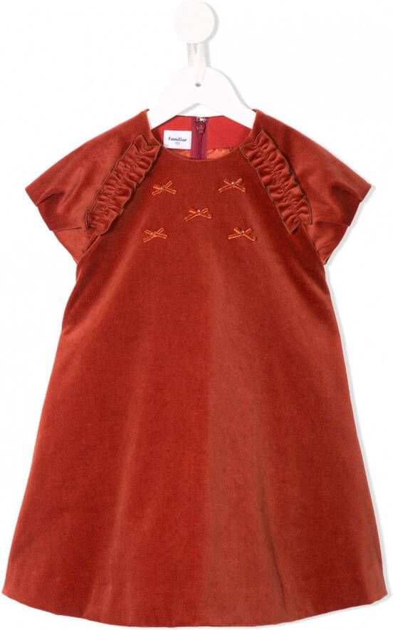 Familiar Jurk met strikdetail Bruin