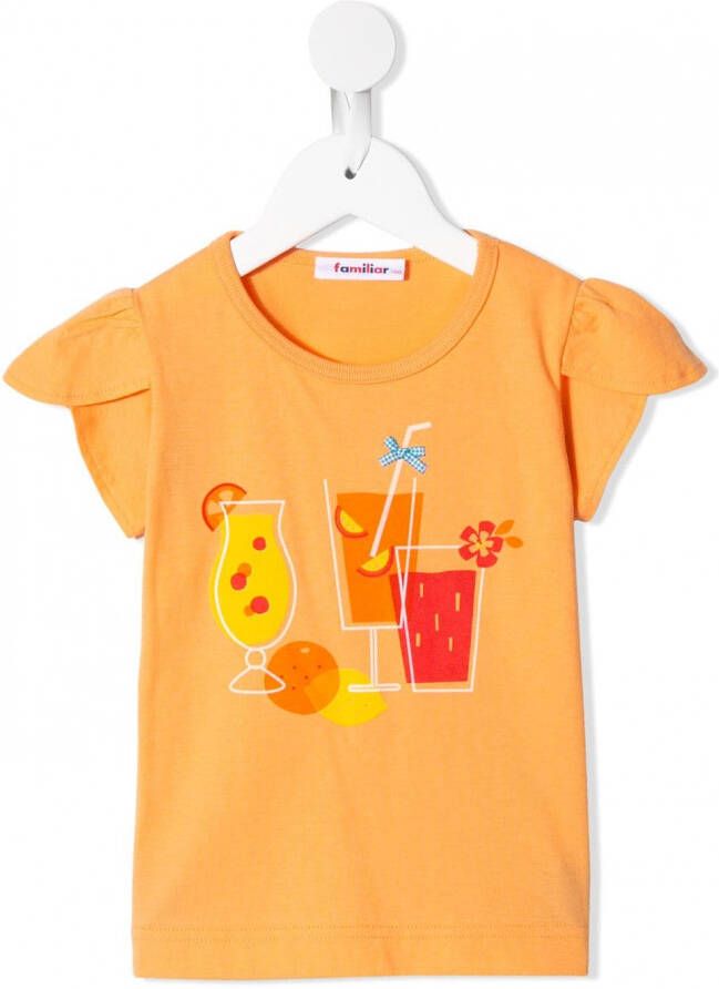 Familiar T-shirt met print Oranje