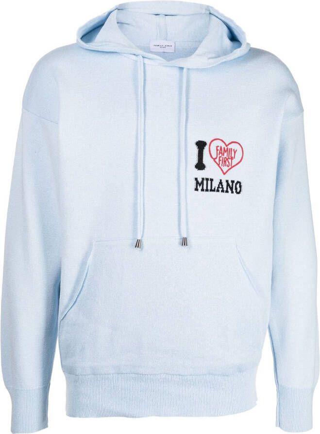 Family First Hoodie met logoprint Blauw