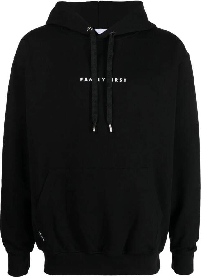 Family First Hoodie met logoprint Zwart