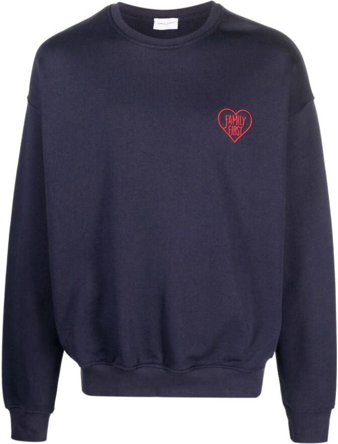 Family First Sweater met geborduurd logo Blauw