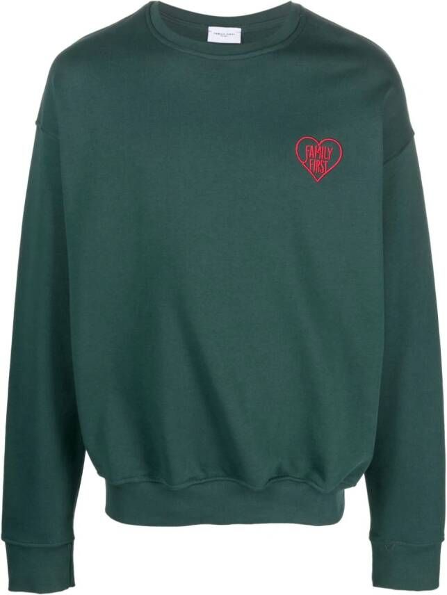 Family First Sweater met geborduurd logo Groen