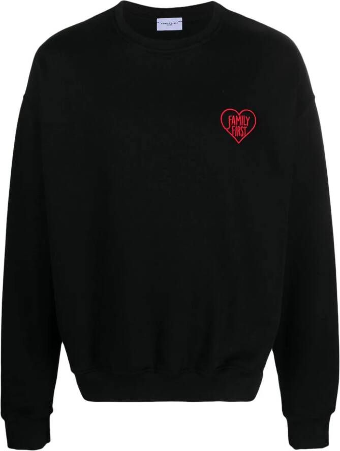 Family First Sweater met geborduurd logo Zwart