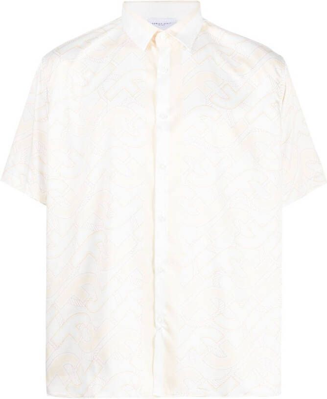 Family First Overhemd met monogramprint Wit