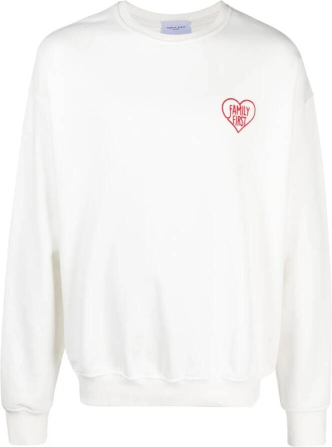Family First Sweater met geborduurd logo Wit