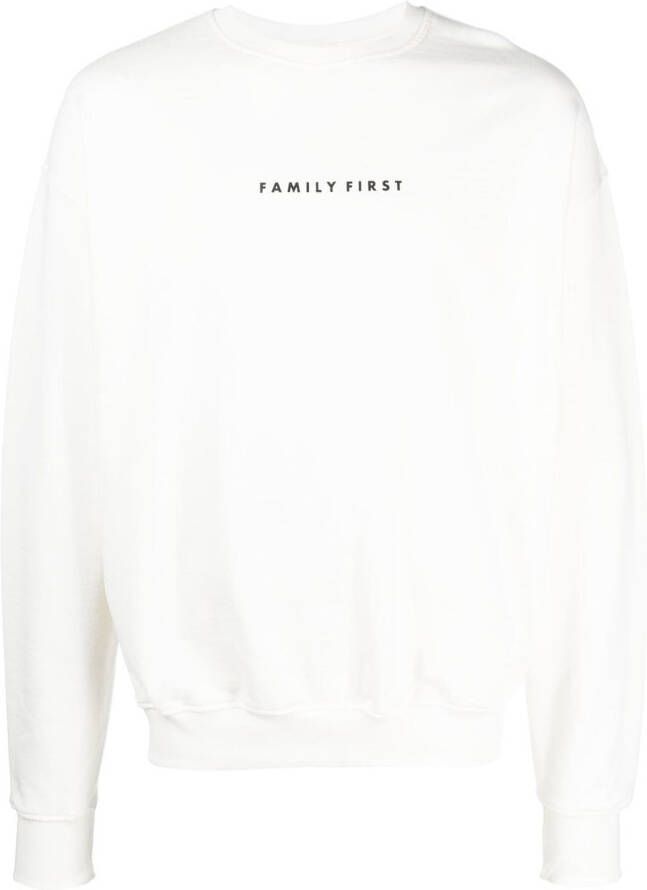 Family First Sweater met logoprint Wit