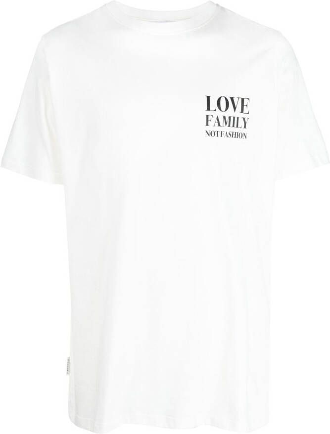 Family First T-shirt met tekst Wit