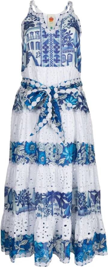 FARM Rio Maxi-jurk met bloemenprint Blauw